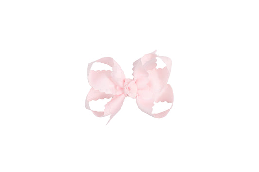 Beyond Creations, LLC - SCALLOPED EDGE BOW: 3.5" Medium - 1.5" Ribbon on Alligator Clip / Powder Pink