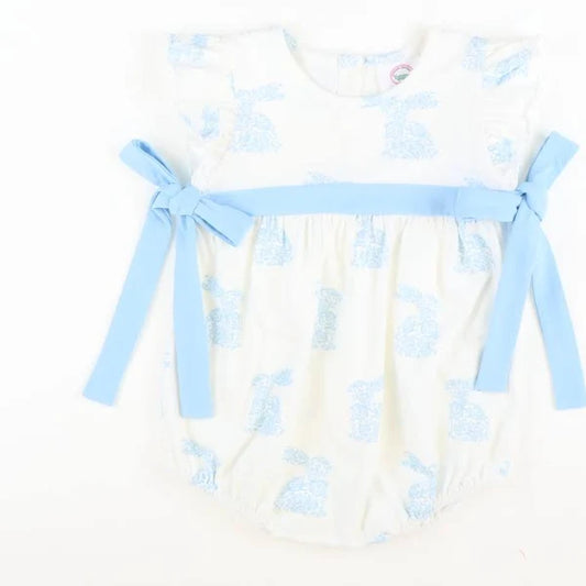 Southern Smocked-Chinoiserie Bunnies Knit Bubble