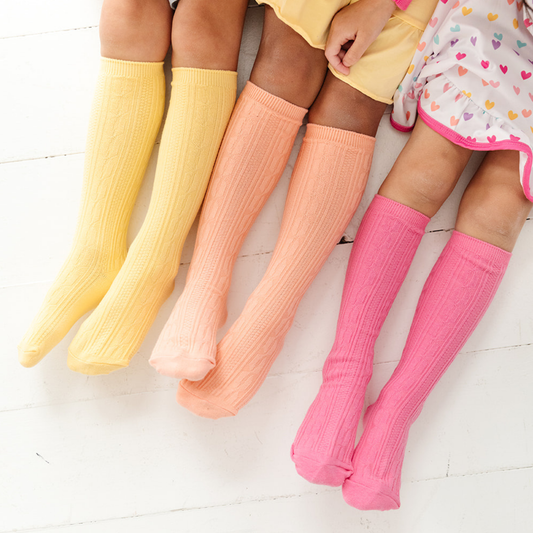 Little Stocking Co. - Sherbet Cable Knit Knee High Sock 3-Pack: 0-6 MONTHS