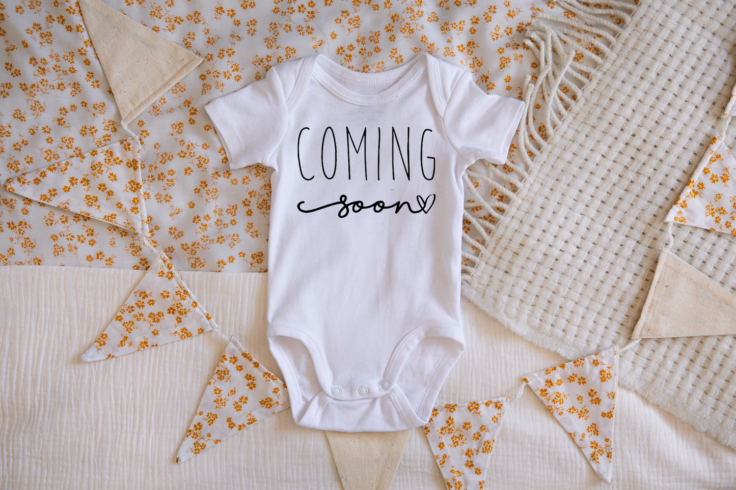 Claire and Bella - Coming Soon Pregnancy Announcement Onesie: NEWBORN