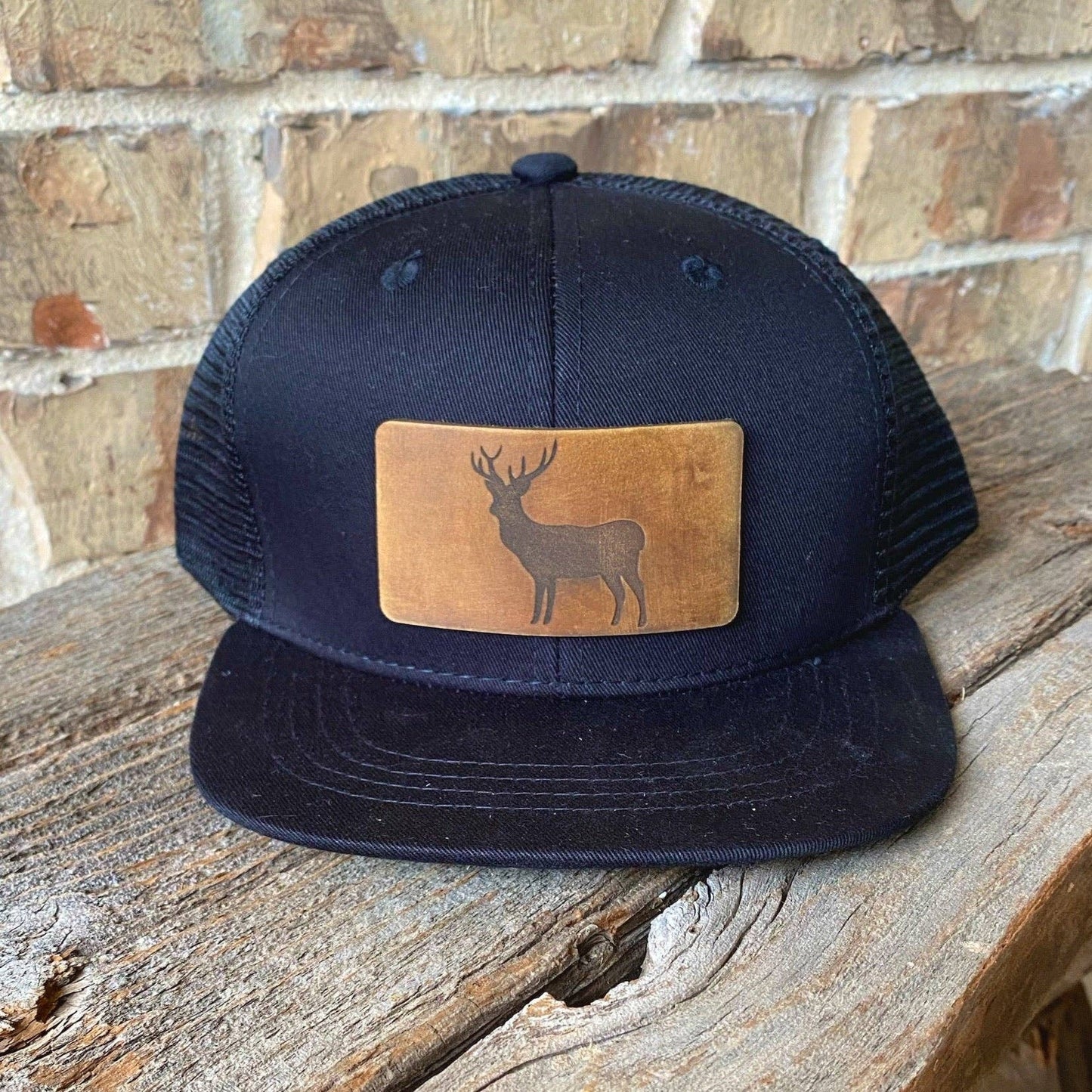 The Hometown Company - KIDS Deer Leather Patch Hat: Black