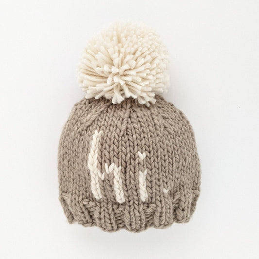 Huggalugs - hi. Pebble Brown Hand Knit Beanie Hat: S (0-6 months)