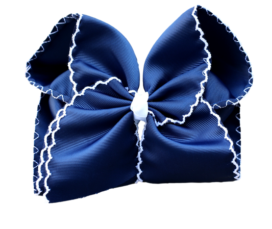 The Solid Bow - Navy Moon Stitch Bow