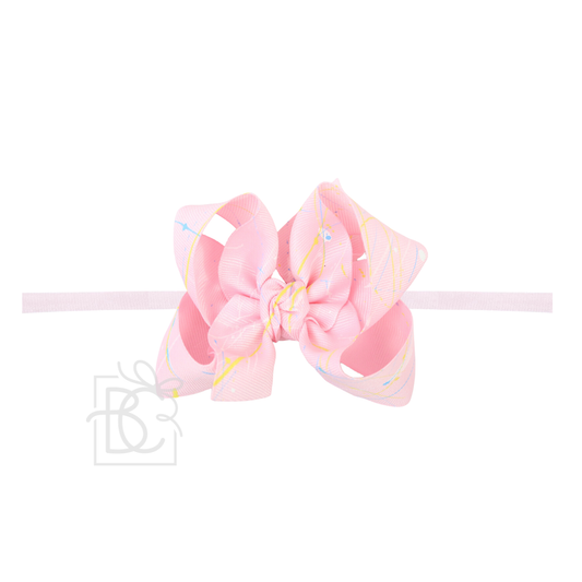 Beyond Creations, LLC - 1/4" Pantyhose Headband w/ 4.5" Large Splash Bow: Light Pink