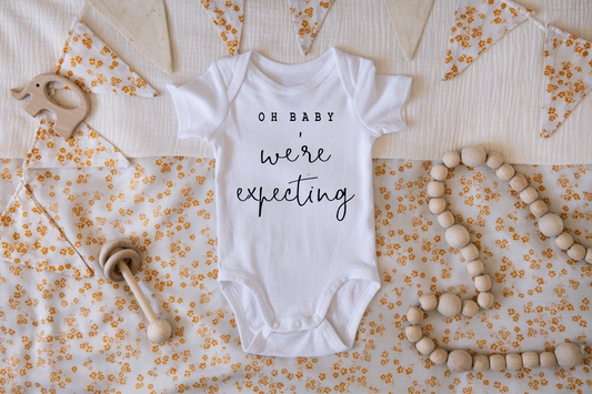 Claire and Bella - Oh Baby We're Expecting Pregnancy Announcement Onesie: NEWBORN