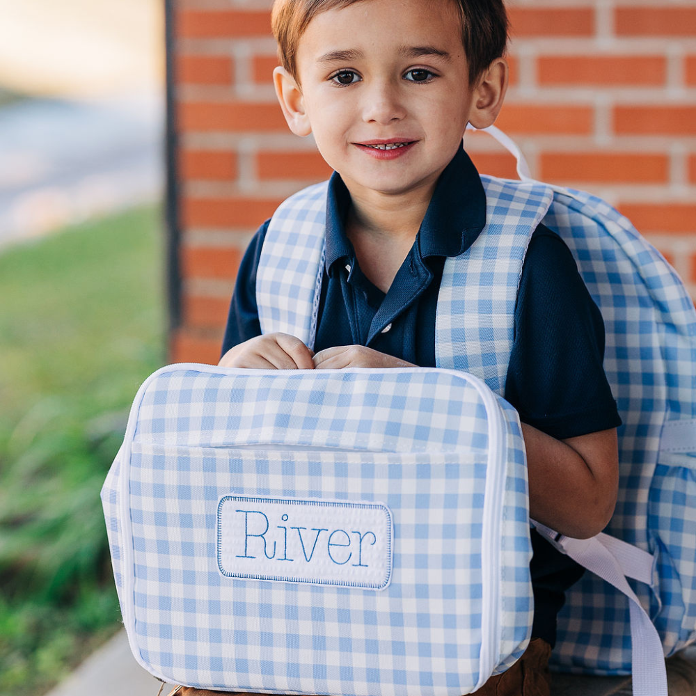 Sugar Bee Clothing - Blue Gingham Lunch Bag