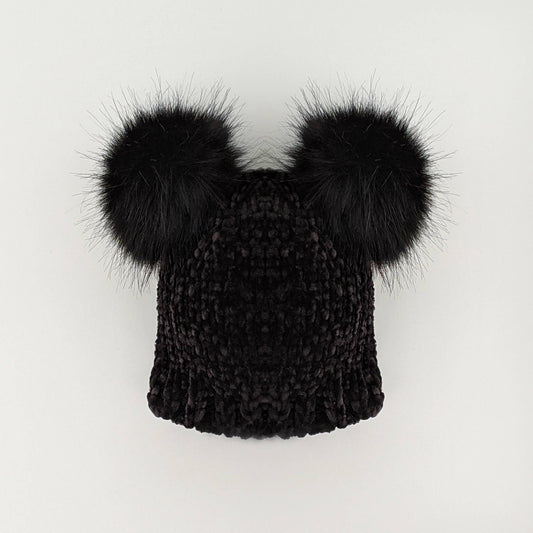 Huggalugs - Midnight Chenille Beanie Hat : L (2-6 Years)