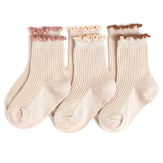 Little Stocking Co. - Vanilla Lettuce Trim Midi Sock 3-Pack