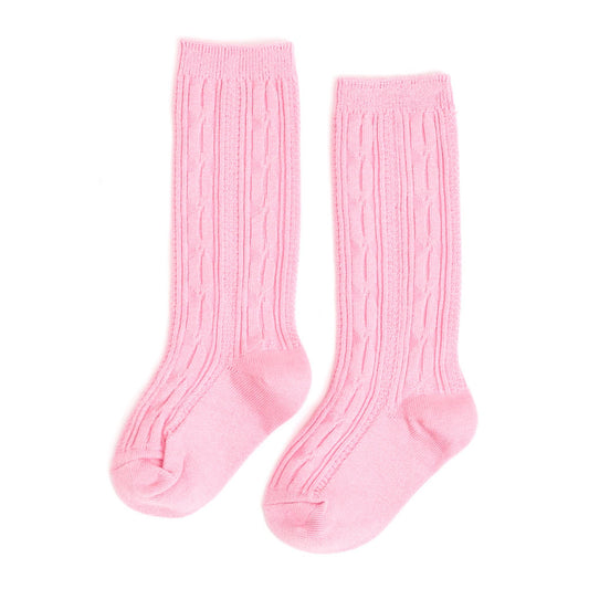 Little Stocking Co. - Blossom Cable Knit Knee Highs: 0-6M