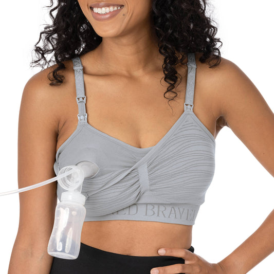 Kindred Bravely - Sublime® Hands-Free Pumping & Nursing Bra: Large / Grey