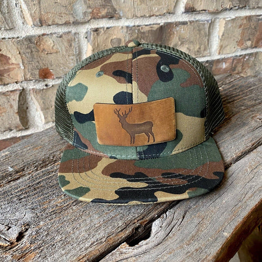 The Hometown Company - KIDS Deer Leather Patch Hat: Camo