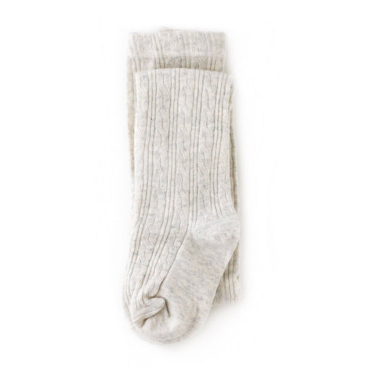 Little Stocking Co. - Heathered Ivory Cable Knit Tights 7-8Y