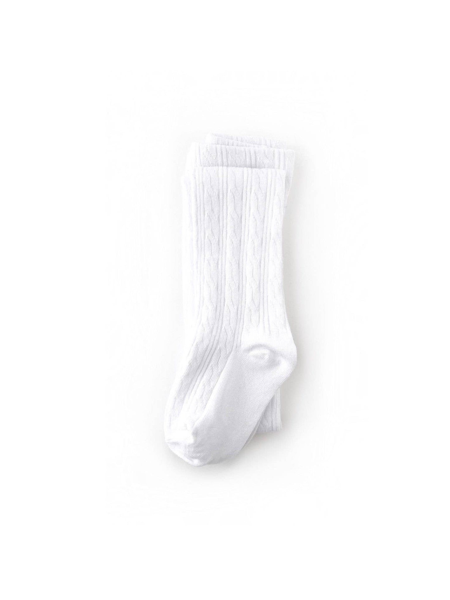 Little Stocking Co. - White Cable Knit Tights: 0 - 6 Months