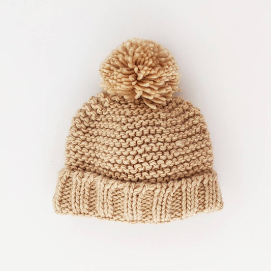 Huggalugs - Latte Garter Stitch Beanie Hat: L (2-6 years)