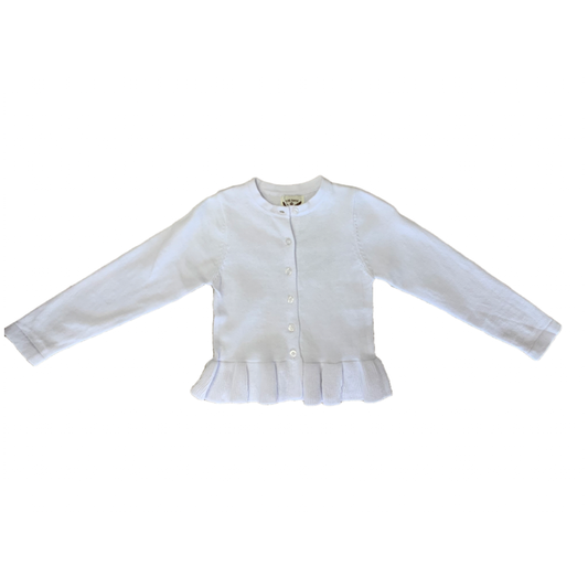 The Oaks Apparel Company - Girls White Peplum Cardigan