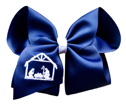 The Solid Bow - Nativity Embroidered Bow