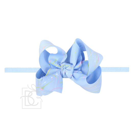 Beyond Creations, LLC - 1/4" Pantyhose Headband w/ 4.5" Large Splash Bow: Millennium Blue