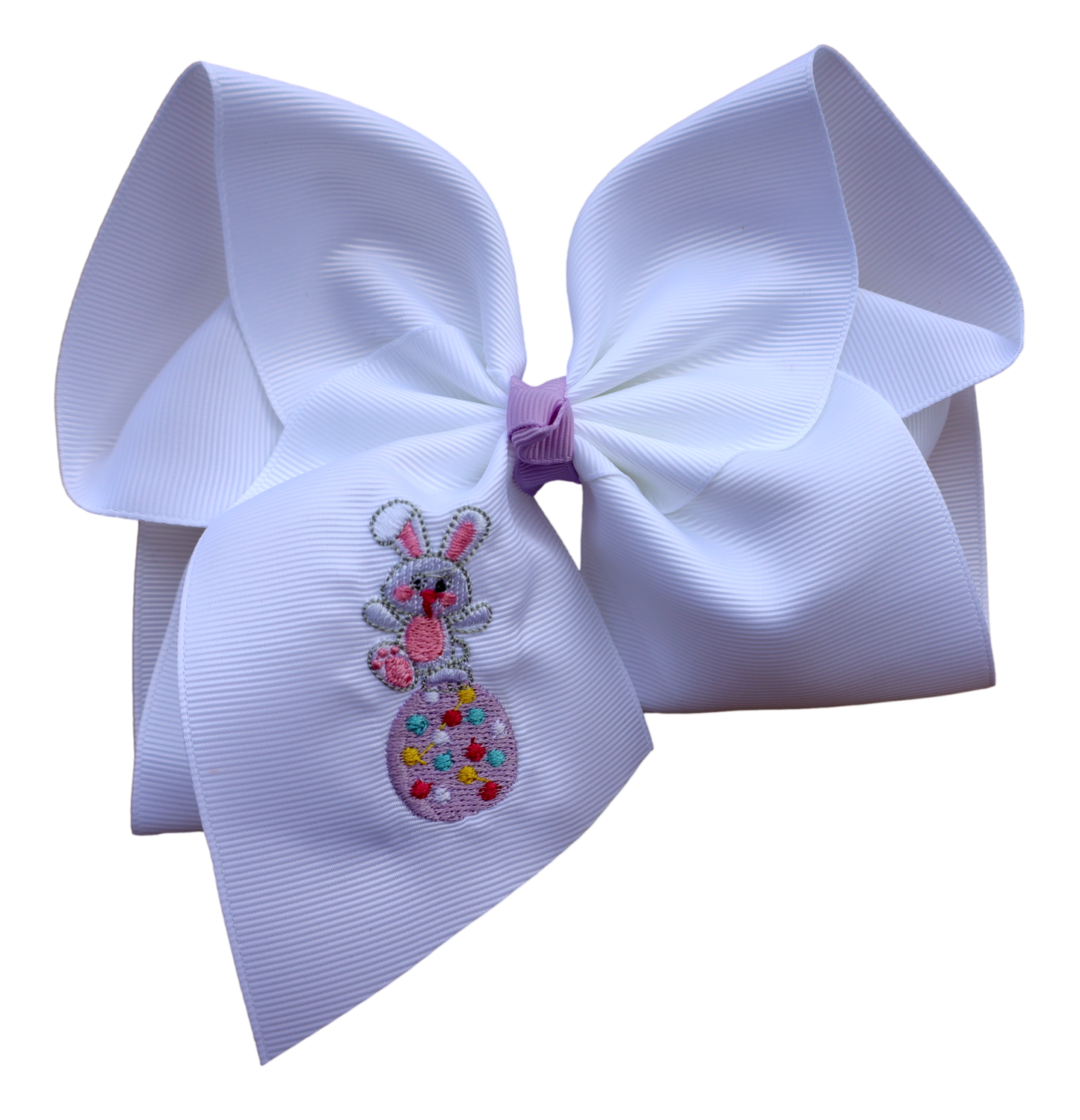 The Solid Bow - Easter Egg & Bunny Embroidered Bow 🐇: 5 inch / Alligator Clip