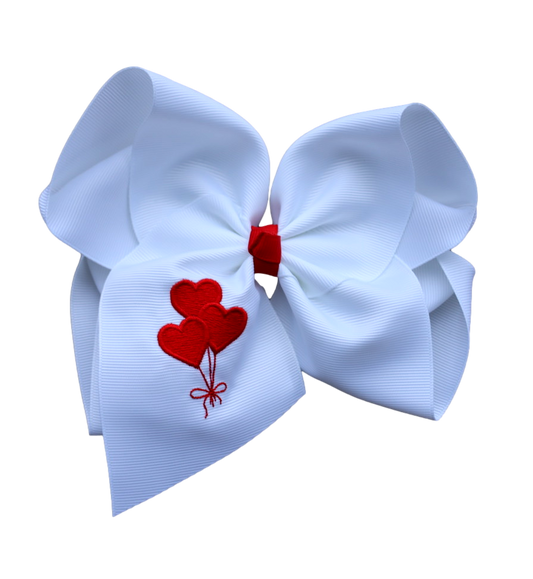 The Solid Bow - Heart Balloons Embroidered Bow ❤️: 4 inch / Nylon Headband