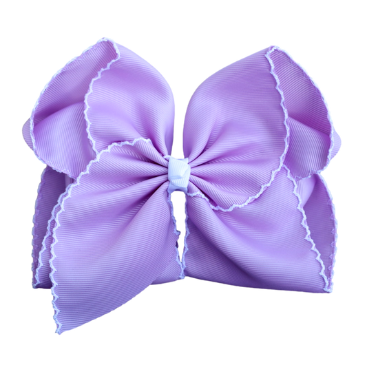 The Solid Bow - Lavender Moon Stitch Hair Bow: 4 inch / Nylon Headband